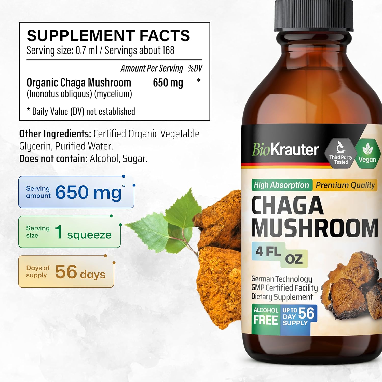 Chaga Mushroom and Turkey Tail Mushroom Tincture Bundle - 4 Fl. Oz. Each