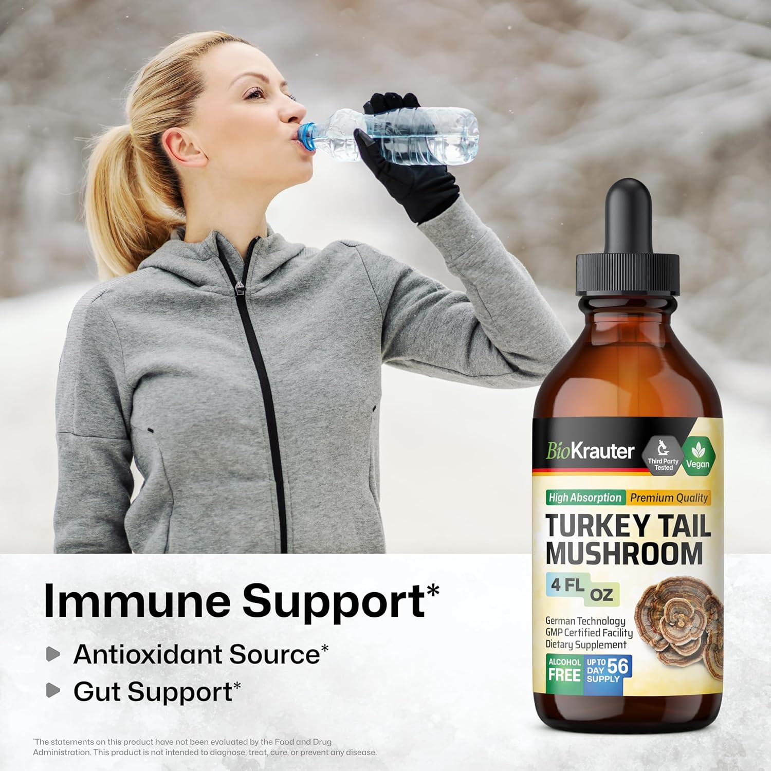 Chaga Mushroom and Turkey Tail Mushroom Tincture Bundle - 4 Fl. Oz. Each