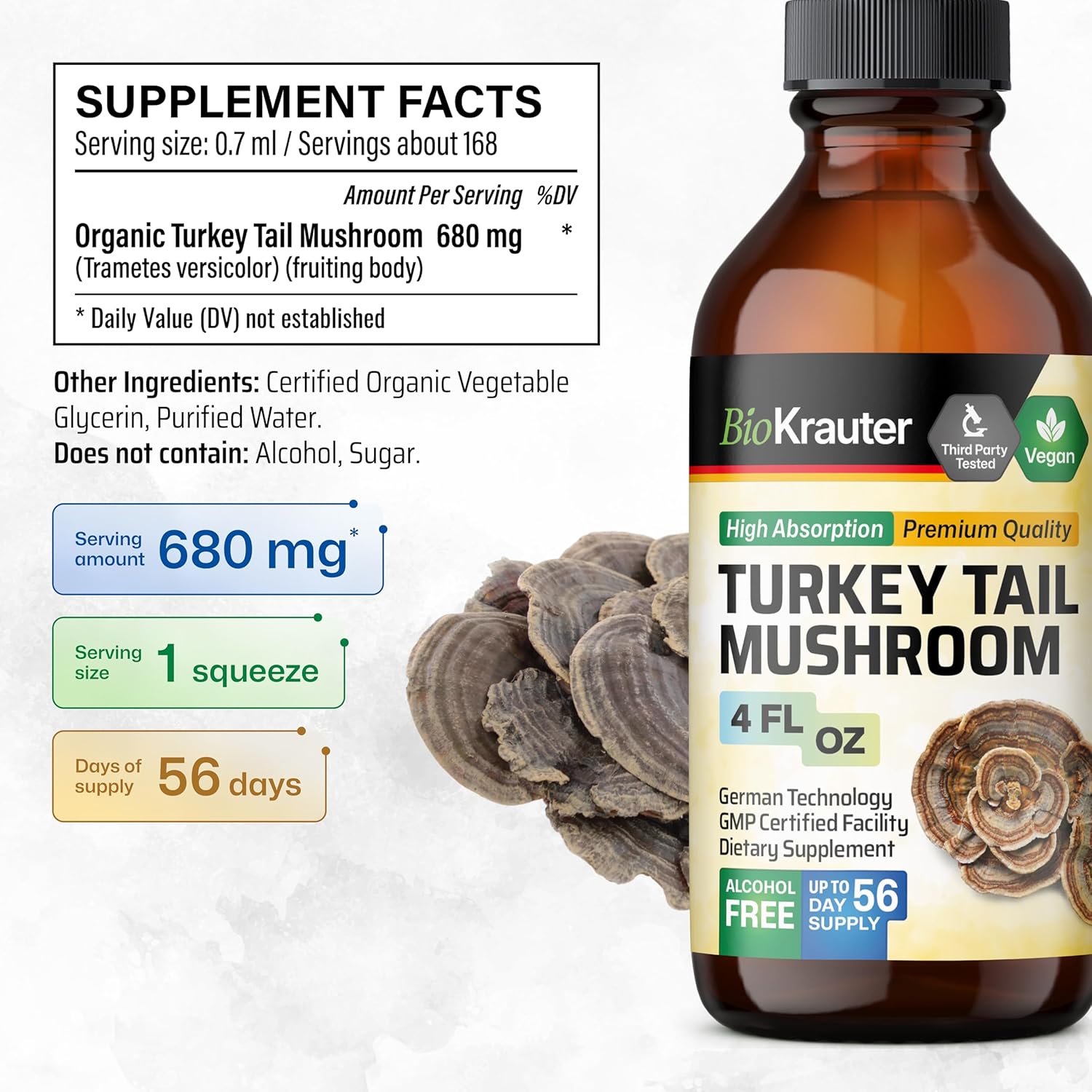 Chaga Mushroom and Turkey Tail Mushroom Tincture Bundle - 4 Fl. Oz. Each