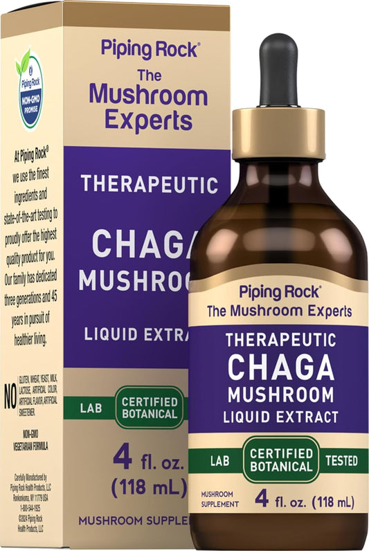 Chaga Mushroom Liquid Extract 4oz | Alcohol-Free Vegetarian Tincture | Non-GMO Gluten-Free Supplement