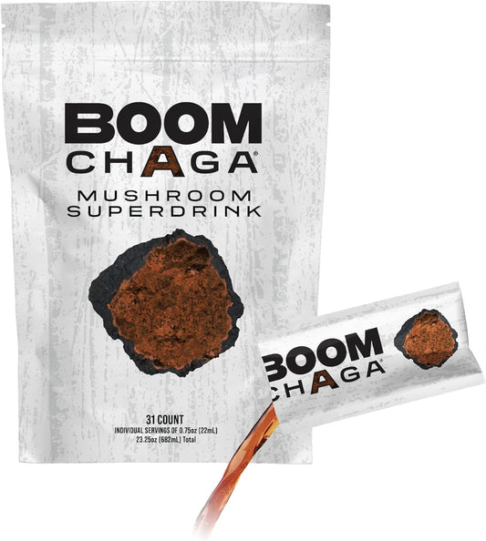 Chaga Mushroom Superdrink Concentrate, Antioxidants for Inflammation & Immunity, Heart Health Support, Oxalate-Free, 31 Packets