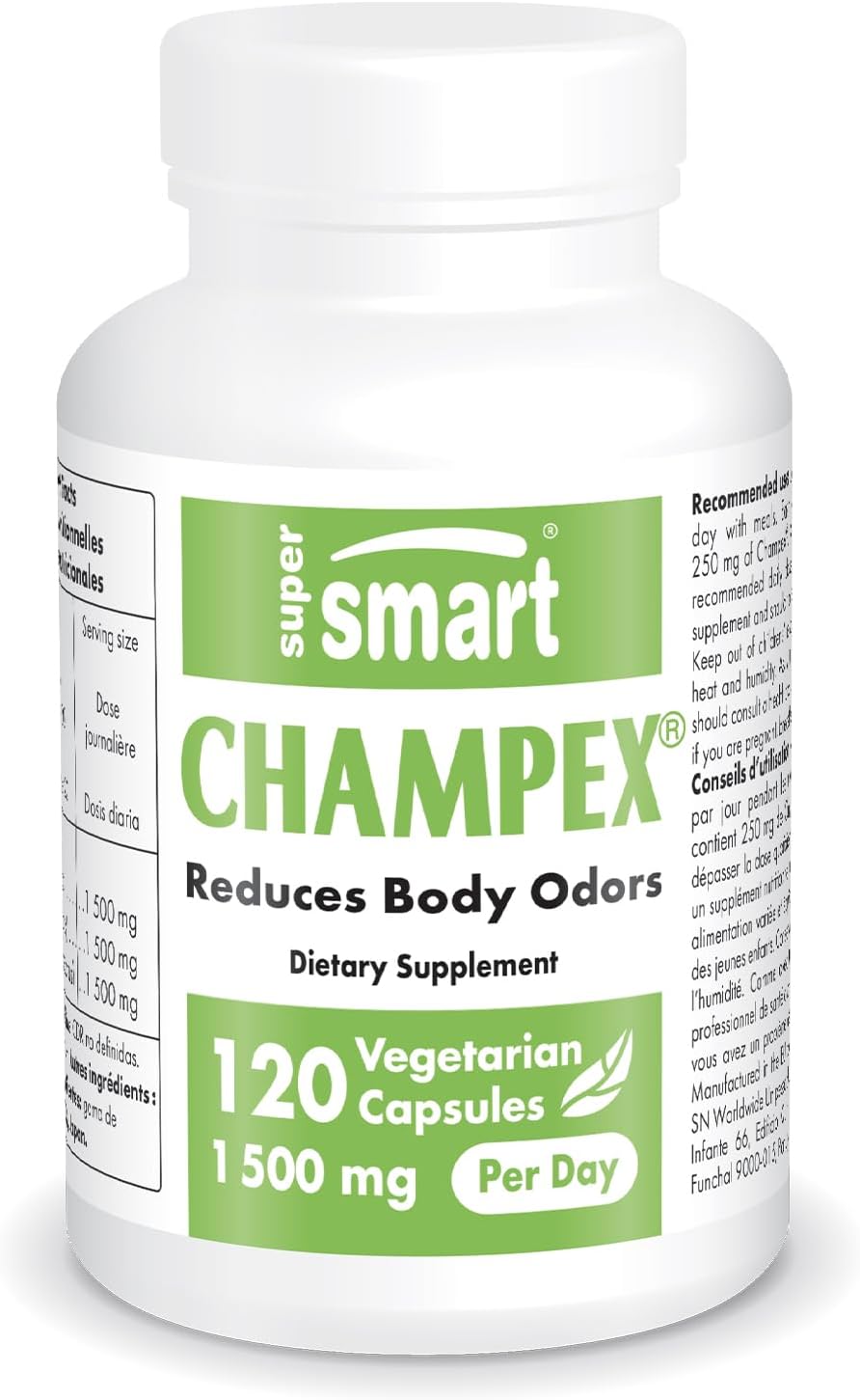 Champex Mushroom Extract Capsules - Internal Deodorizer Supplement for Body Odor & Bad Breath - Non-GMO, Gluten Free - 120 Vegetarian Capsules