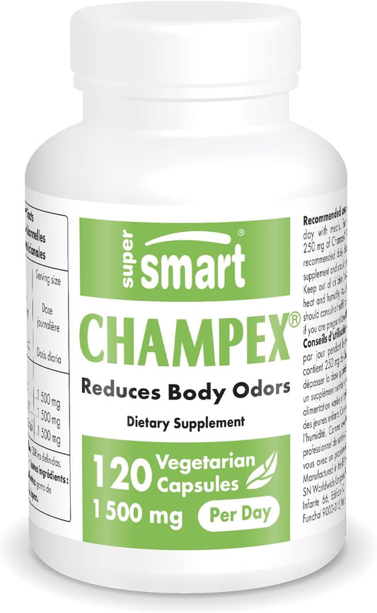 Champex Mushroom Extract Capsules - Internal Deodorizer Supplement for Body Odor & Bad Breath - Non-GMO, Gluten Free - 120 Vegetarian Capsules