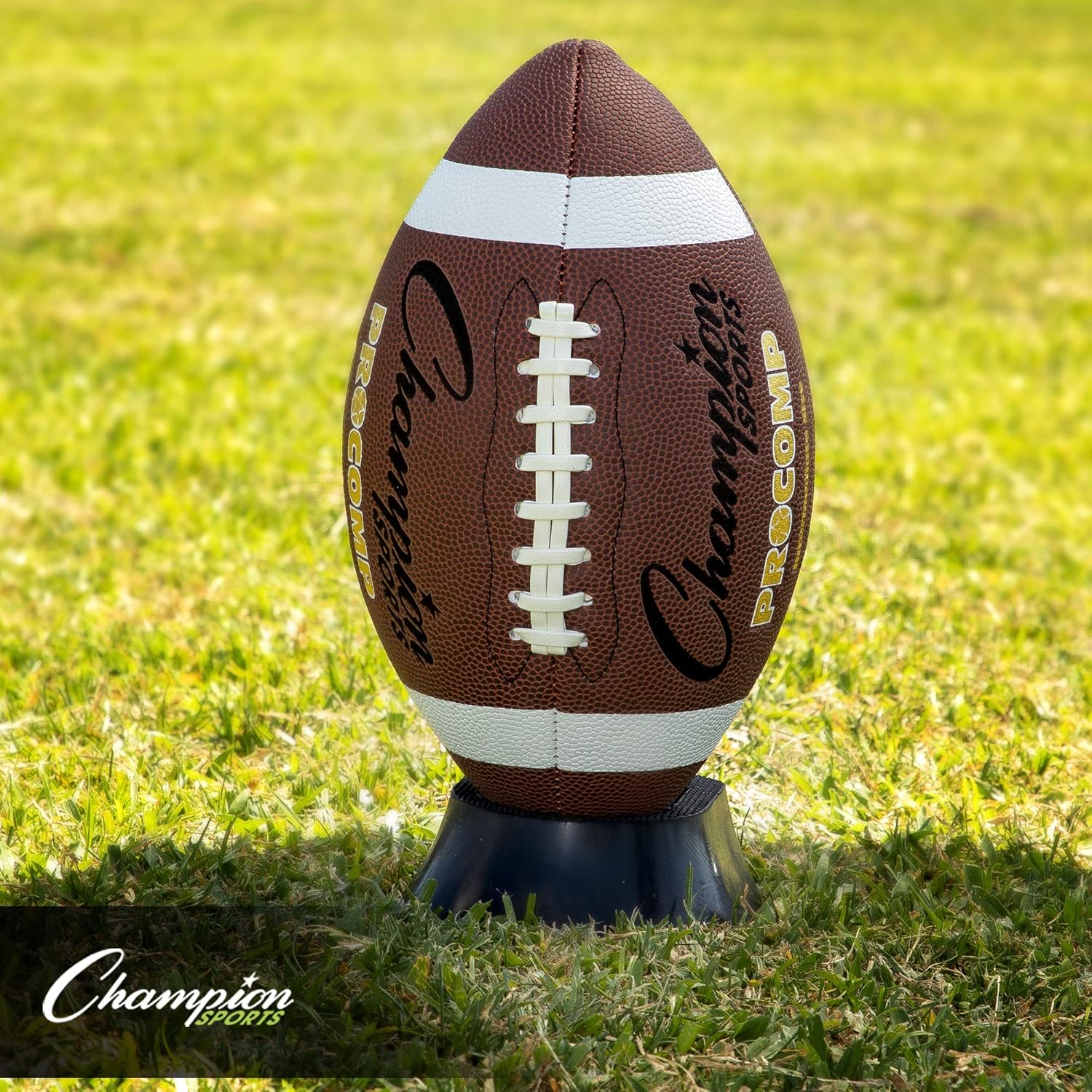Champion Sports 1" Black Football Kicking Tee - Ball Holder for Kickoff Practice - Kicking Block for Adults, Kids, Coaches