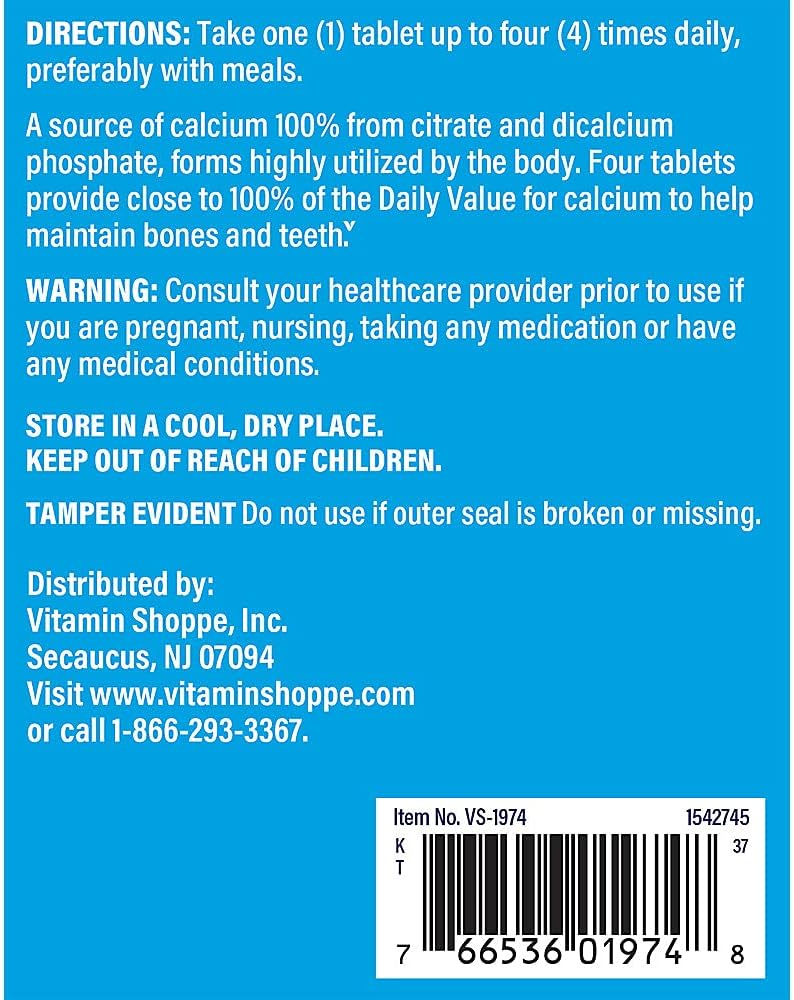 Chelated Calcium Citrate 300mg Tablets for Strong Bones & Teeth - High Absorption Mineral Supplement with Dicaclium Phosphate - 300 Count