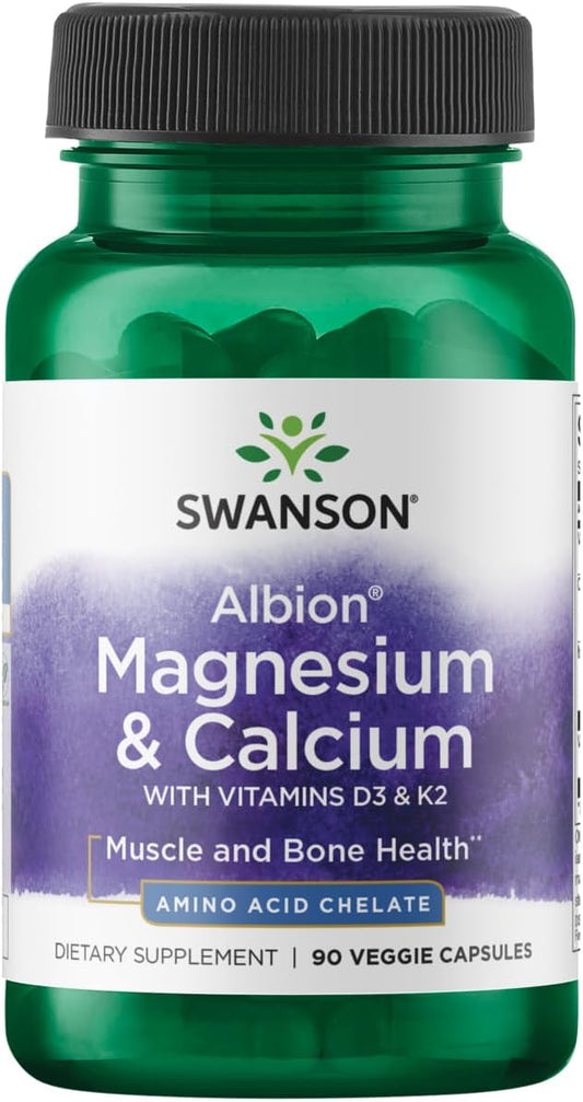 Chelated Magnesium and Calcium Capsules - 90 Count - Swanson Albion Formula