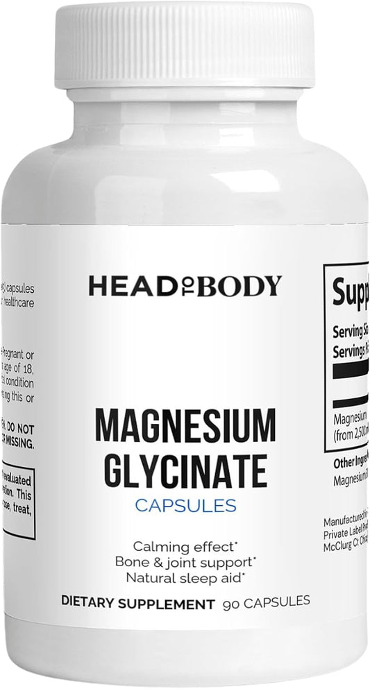 Chelated Magnesium Glycinate Capsules - 90 Count for Relaxation, Sleep & Stress Relief - Vegan, Non-GMO, Gluten-Free