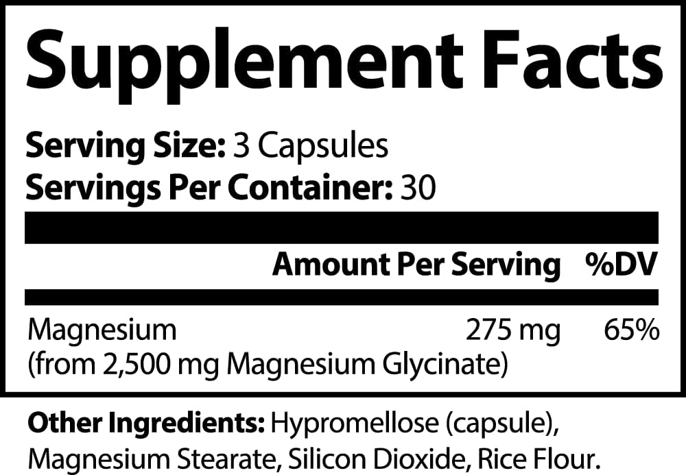 Chelated Magnesium Glycinate Capsules - 90 Count for Relaxation, Sleep & Stress Relief - Vegan, Non-GMO, Gluten-Free