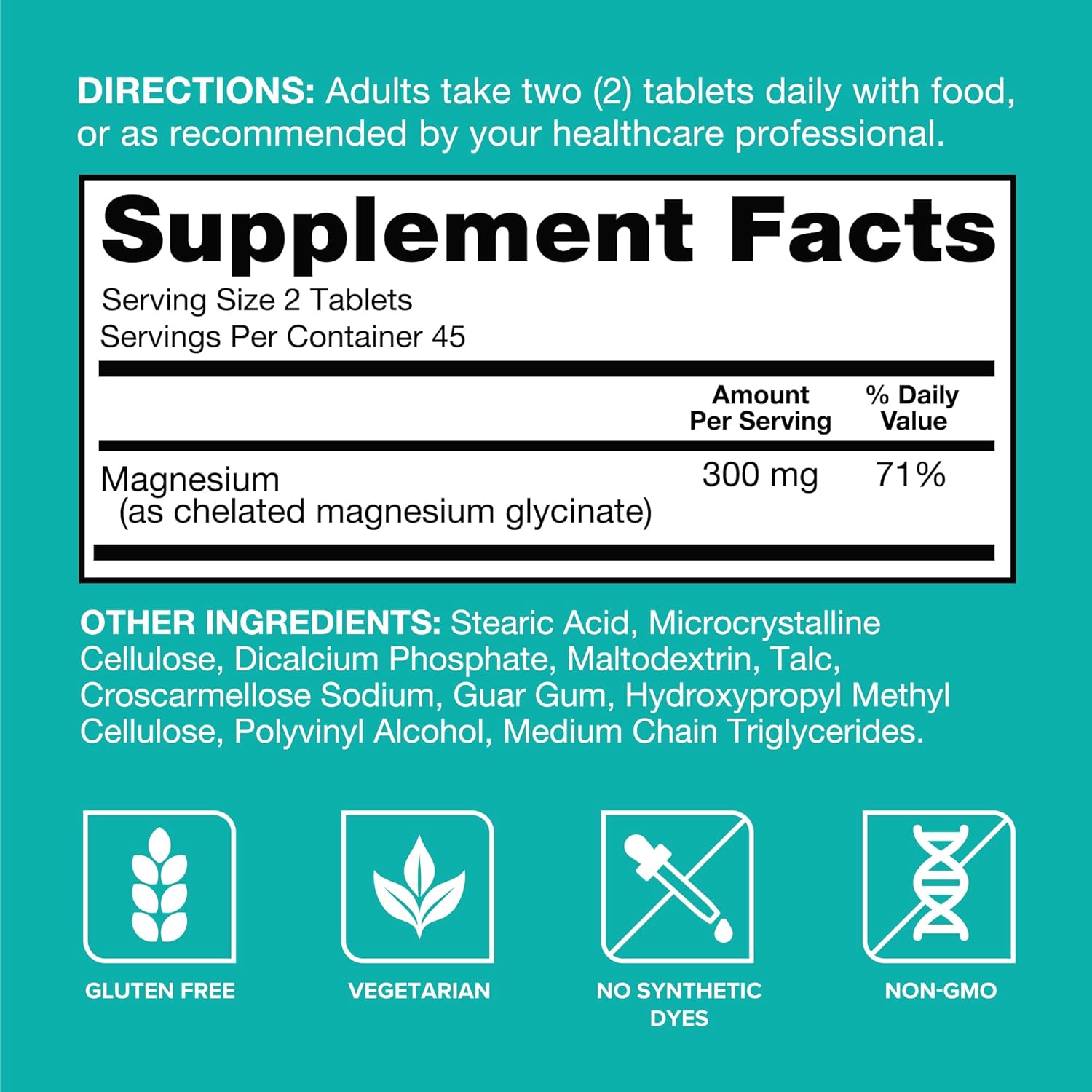 Chelated Magnesium Supplement 300mg, 90 Tablets - Qunol Magnesium Glycinate