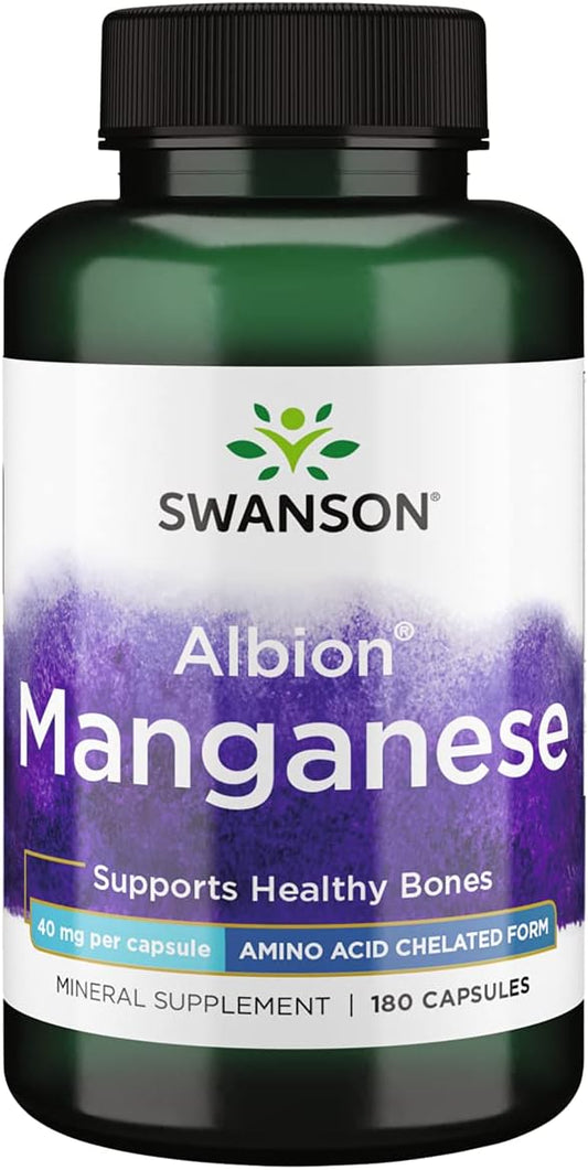 Chelated Manganese Glycinate Supplement 40mg - 180 Capsules by Swanson Albion