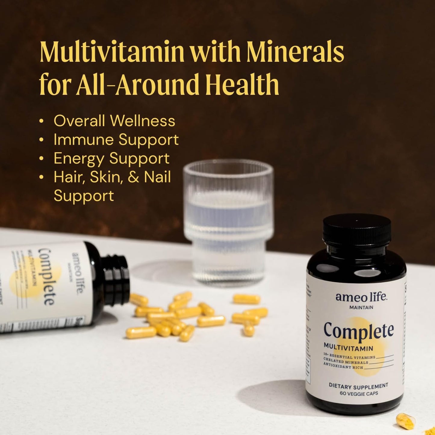 Chelated Multivitamin Supplement with Essential Nutrients for Adult Men and Women - 60 Capsules
