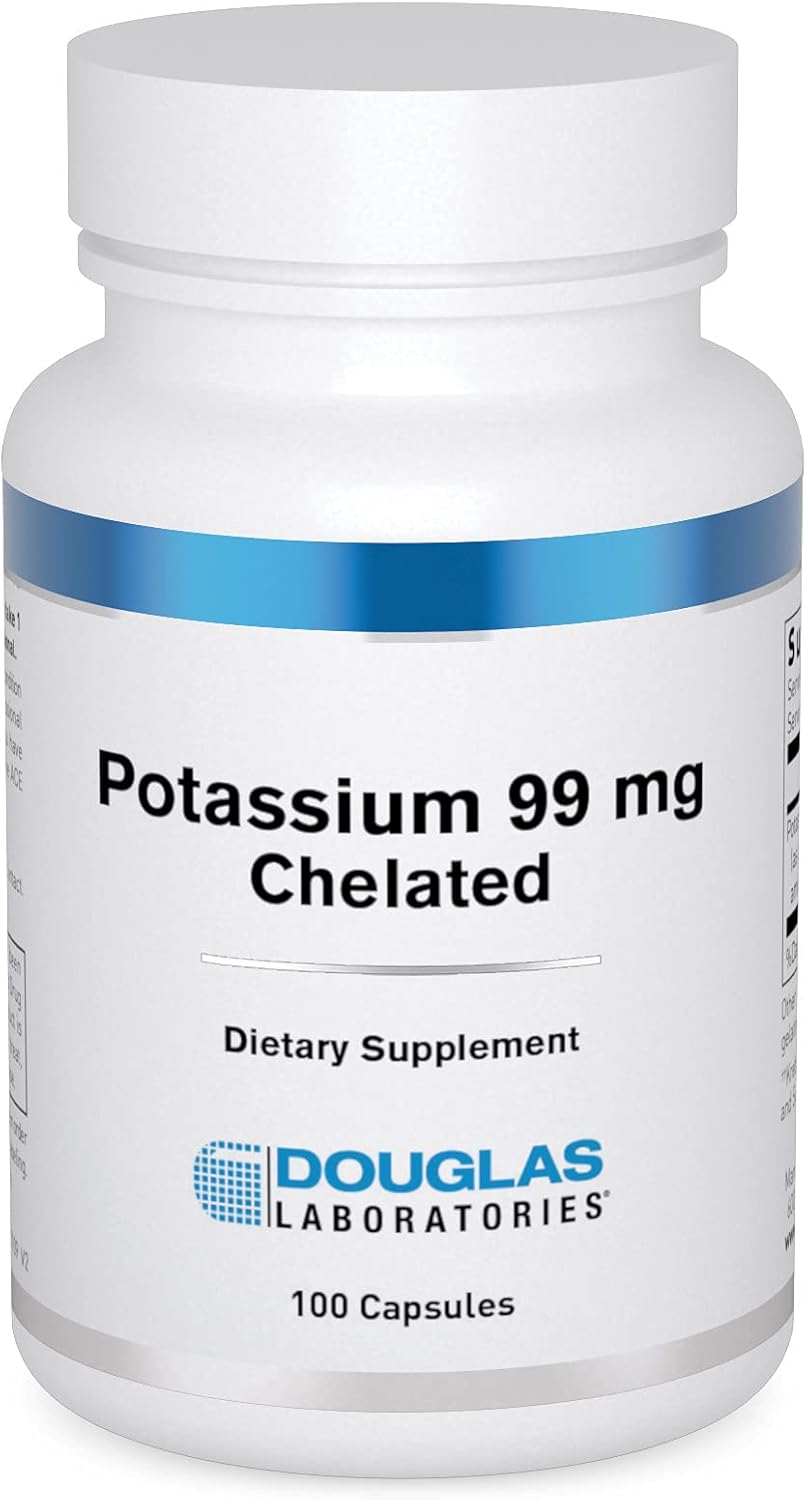 Chelated Potassium 99mg Capsules for Nerve Impulses, Muscle Function & Blood Pressure Support by Douglas Laboratories - 100ct