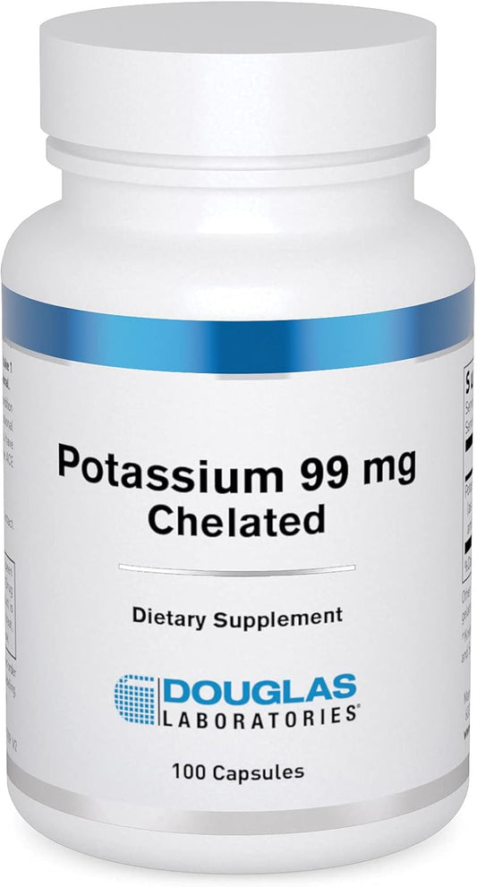 Chelated Potassium 99mg Capsules for Nerve Impulses, Muscle Function & Blood Pressure Support by Douglas Laboratories - 100ct