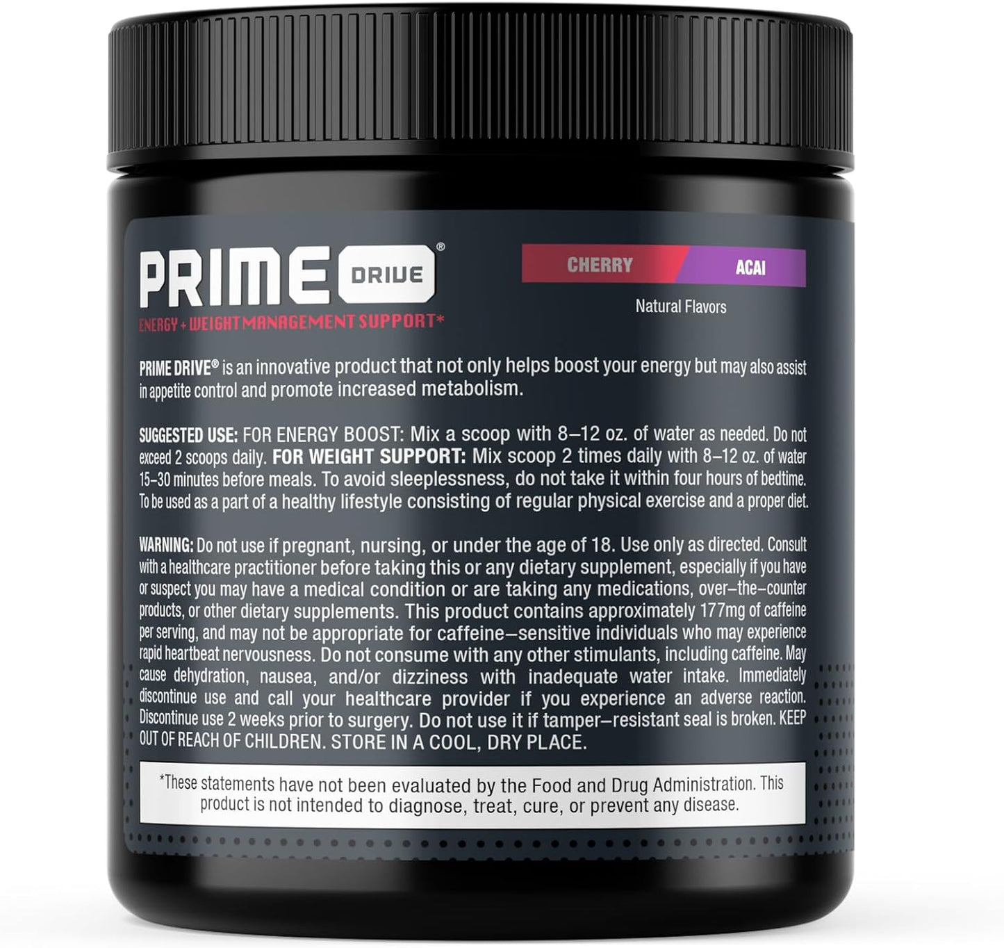 Cherry Acai Pre Workout Energy Drink Powder - Boosts Metabolism, Extreme Energy & Focus - 30 Servings