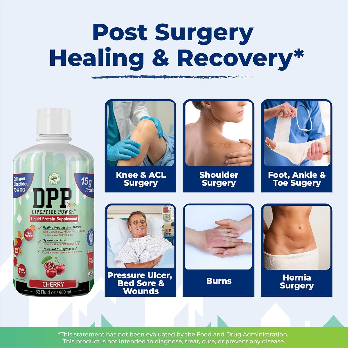 Cherry Flavored Liquid Collagen & Whey Protein Supplement for Healthy Skin & Hair, Sugar-Free, 32 Fl Oz Bottle