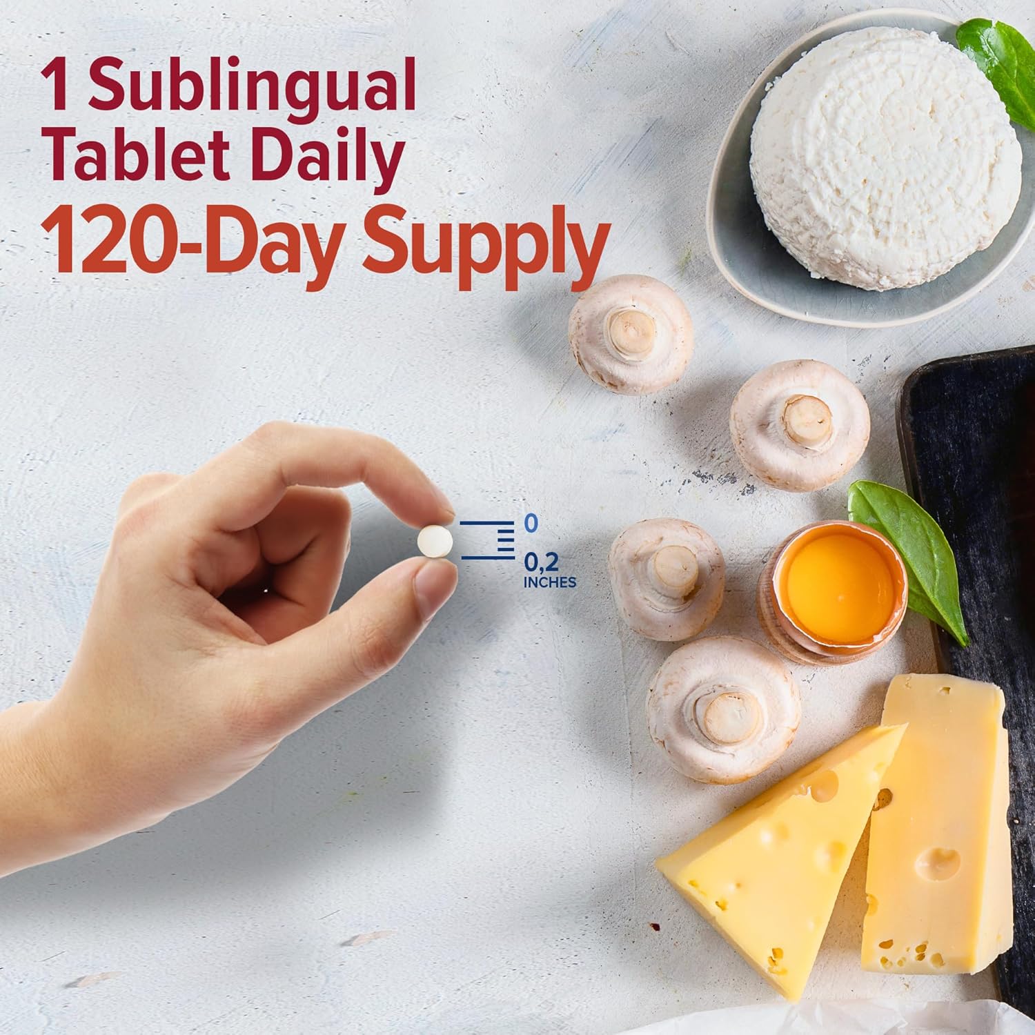 Cherry Flavored ORZAX Vitamin B12 5000 mcg Methylcobalamin - 120 Sublingual Tablets for Memory, Mood, Cardiovascular Health & Energy