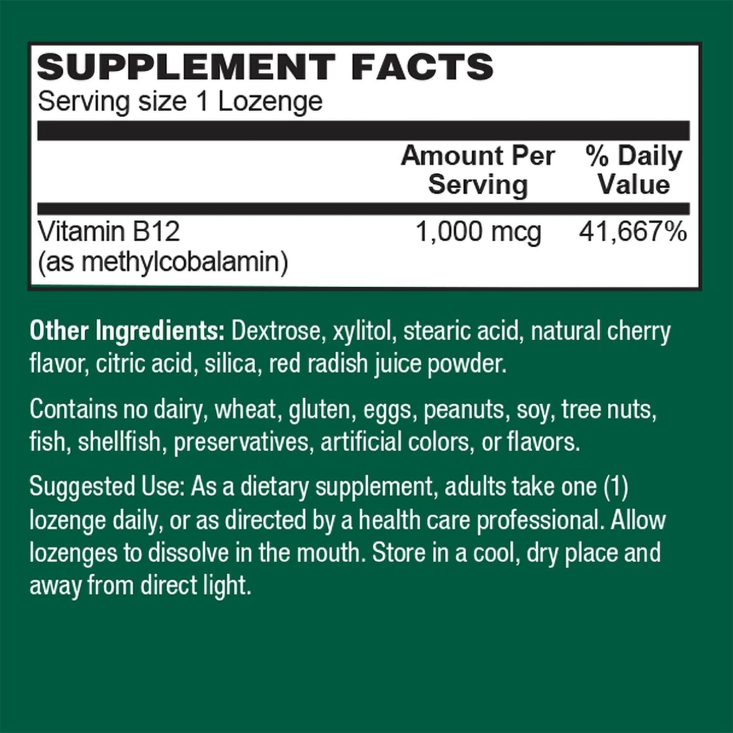 Cherry Flavored PlantFusion Methyl B12 Sublingual Vitamin Lozenges - 1000 mcg - Non-GMO - Supports Energy, Heart & Nervous System - 60 Count