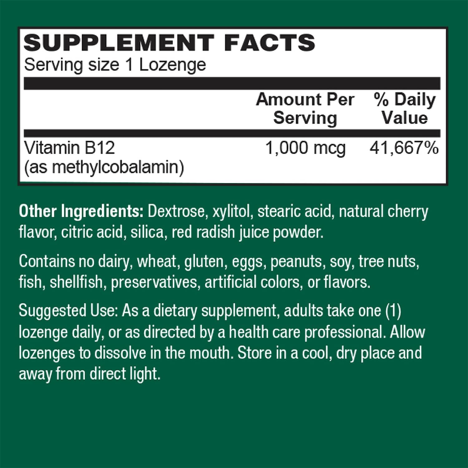 Cherry Flavored PlantFusion Methyl B12 Sublingual Vitamin Lozenges - 1000 mcg - Non-GMO - Supports Energy, Heart & Nervous System - 60 Count