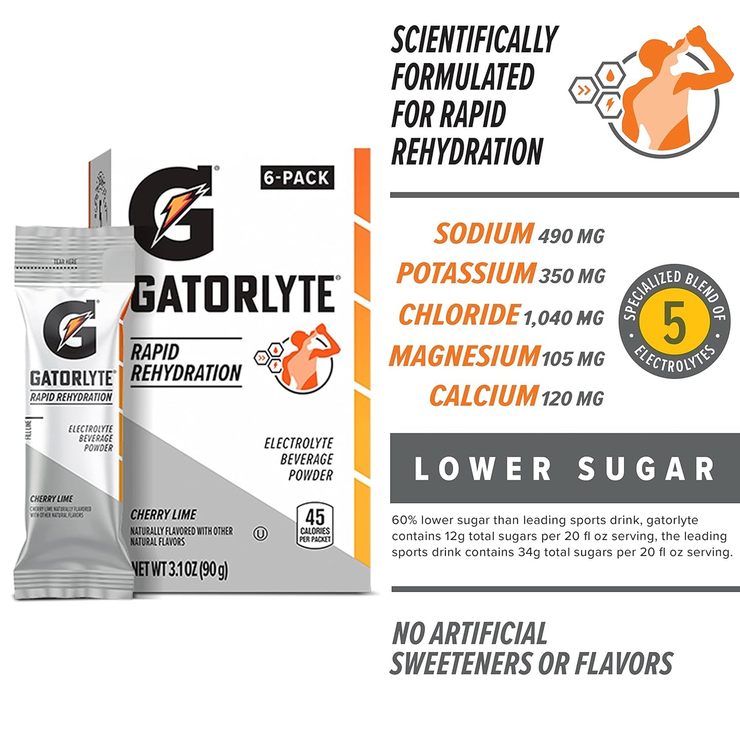 Cherry Lime Gatorlyte Powder - 48 Packets, Makes 20 Fl Oz Each