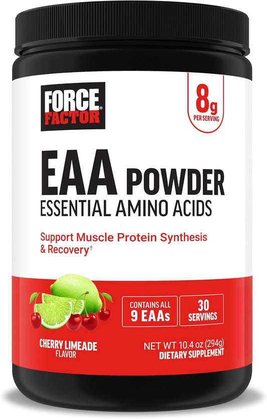 Cherry Limeade Amino Acids Powder - Full Spectrum EAAs Supplement for Muscle Recovery, 30 Servings for Men and Women