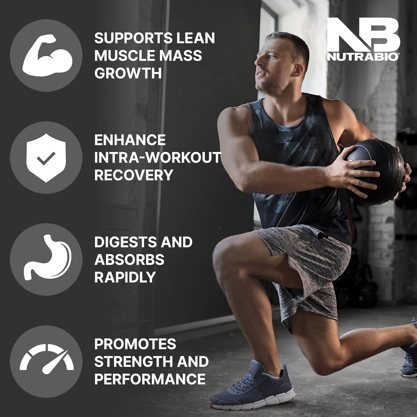 Cherry Limeade NutraBio Intra Blast BCAA EAA Electrolyte Powder - Amino Acid Supplement - Non-GMO, Gluten Free - 30 Servings