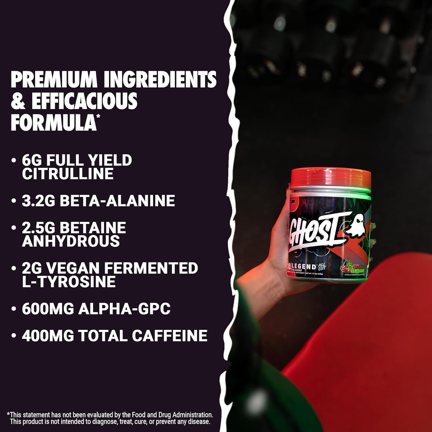 Cherry Limeade Pre-Workout Powder with Caffeine & L-Citrulline - 20 Servings for Energy & Pumps - Sugar Free Supplement for Men & Women