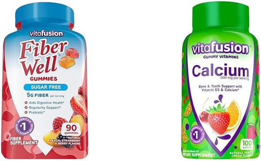 Chewable Calcium Gummy Vitamins with Sugar-Free Fiber for Bone and Teeth Support by Vitafusion