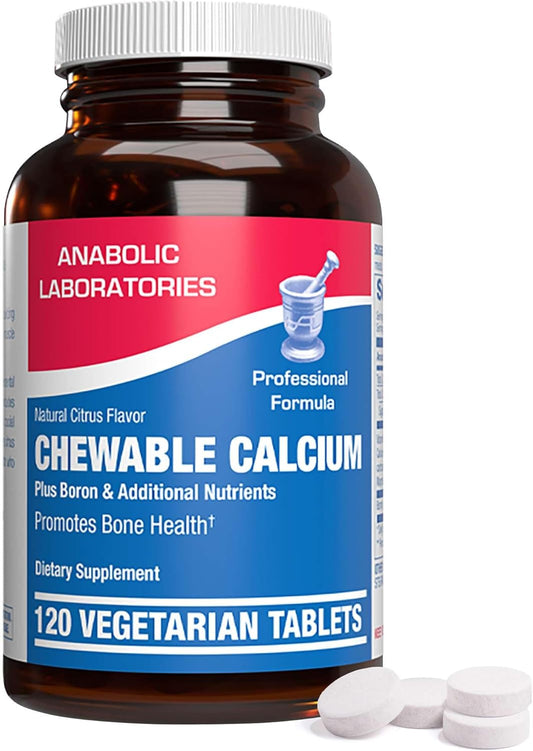 Chewable Calcium Supplement 1000mg with Vitamin D, Magnesium, and Boron - 120 Vegetarian Tablets for Bone, Teeth, and Nerve Health - Citrus Flavor