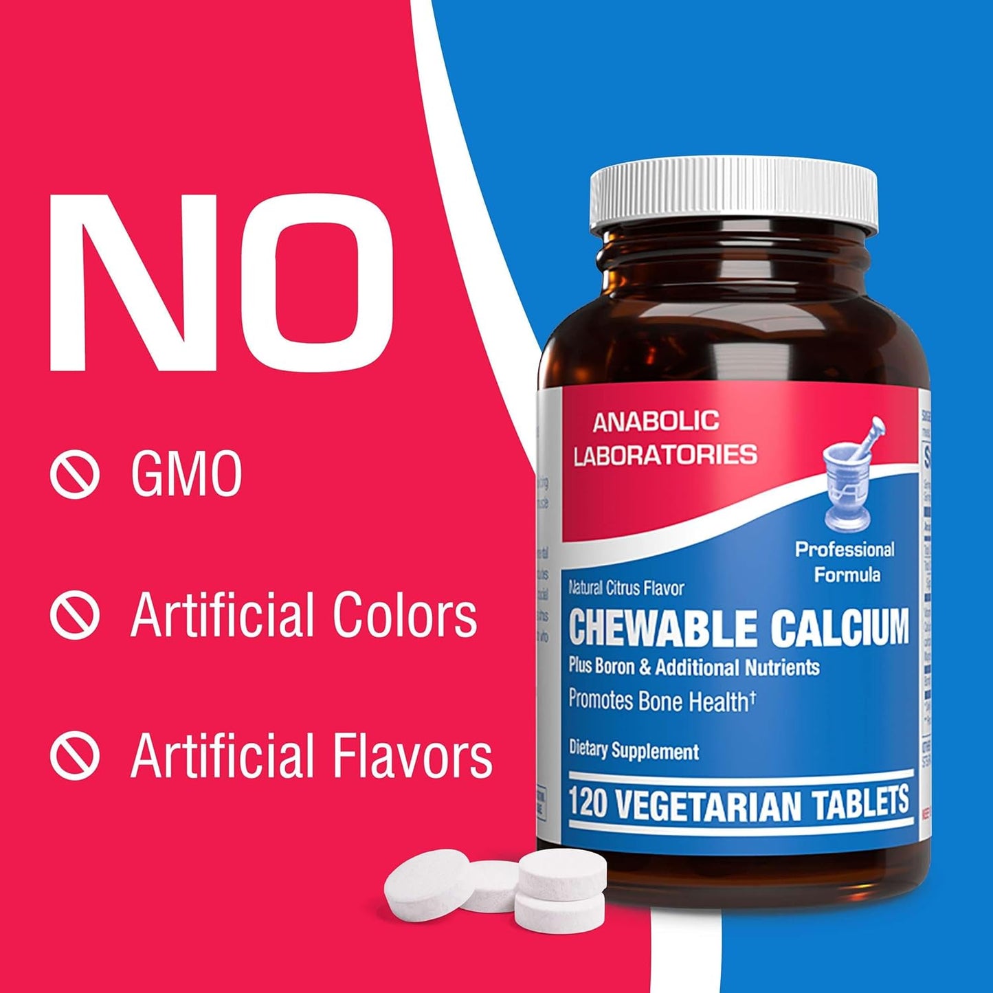 Chewable Calcium Supplement 1000mg with Vitamin D, Magnesium, and Boron - 120 Vegetarian Tablets for Bone, Teeth, and Nerve Health - Citrus Flavor