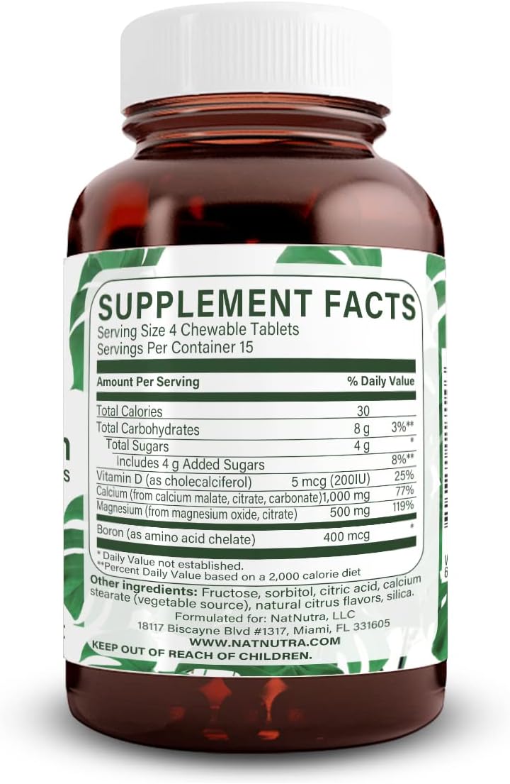 Chewable Calcium Supplement for Bone, Muscle, Teeth, Nerve, and Heart Health - 60 Tablets