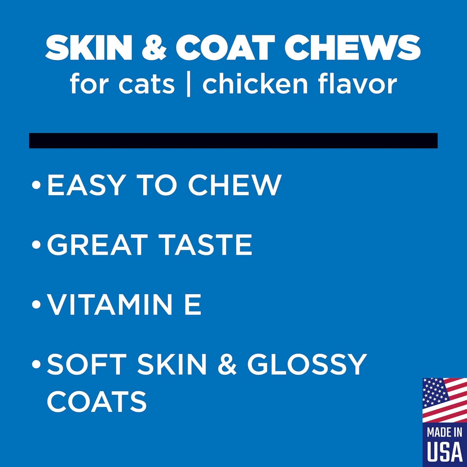 Chewable Chicken Flavored Skin & Coat Supplements for Cats - 60 Soft Chews in an 8-oz Canister by GNC Pets