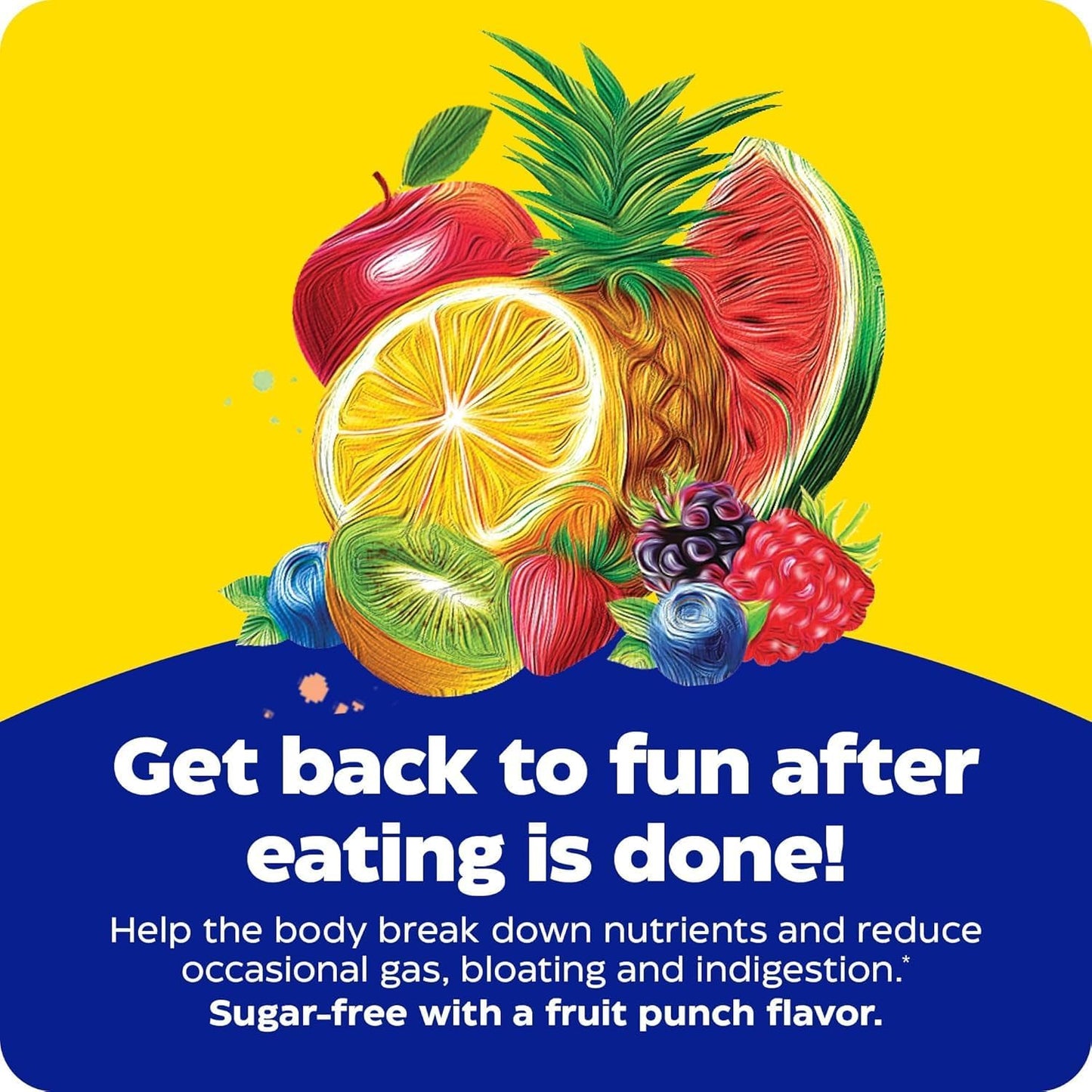 Chewable Digestive Enzymes for Kids - Natural Fruit Punch Flavor - 60 Servings