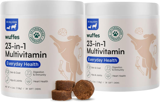 Chewable Dog Multivitamin Bundle for Small & Large Breeds - 2 Pack - 60 Count - Wuffes 23-in-1 Supplements