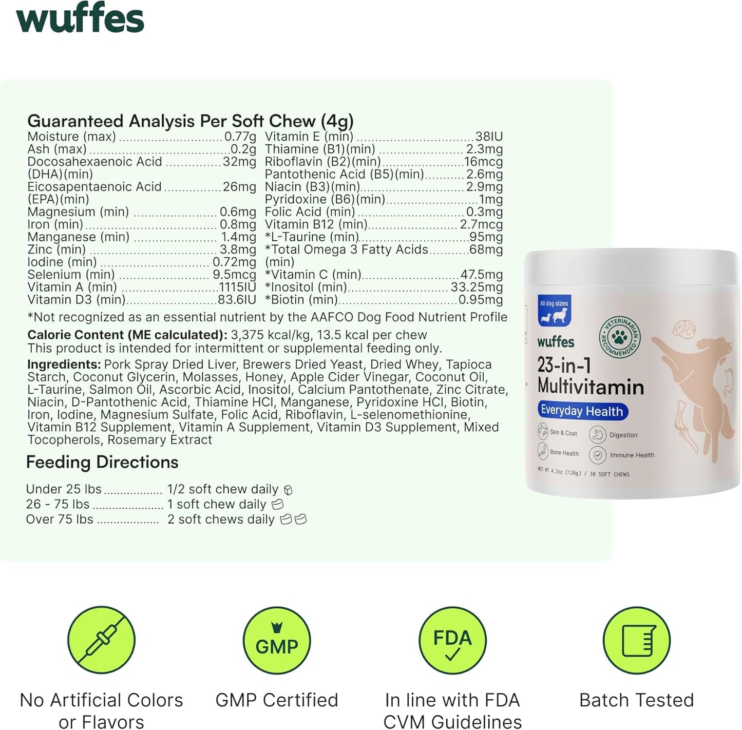 Chewable Dog Multivitamin Bundle for Small & Large Breeds - 2 Pack - 60 Count - Wuffes 23-in-1 Supplements