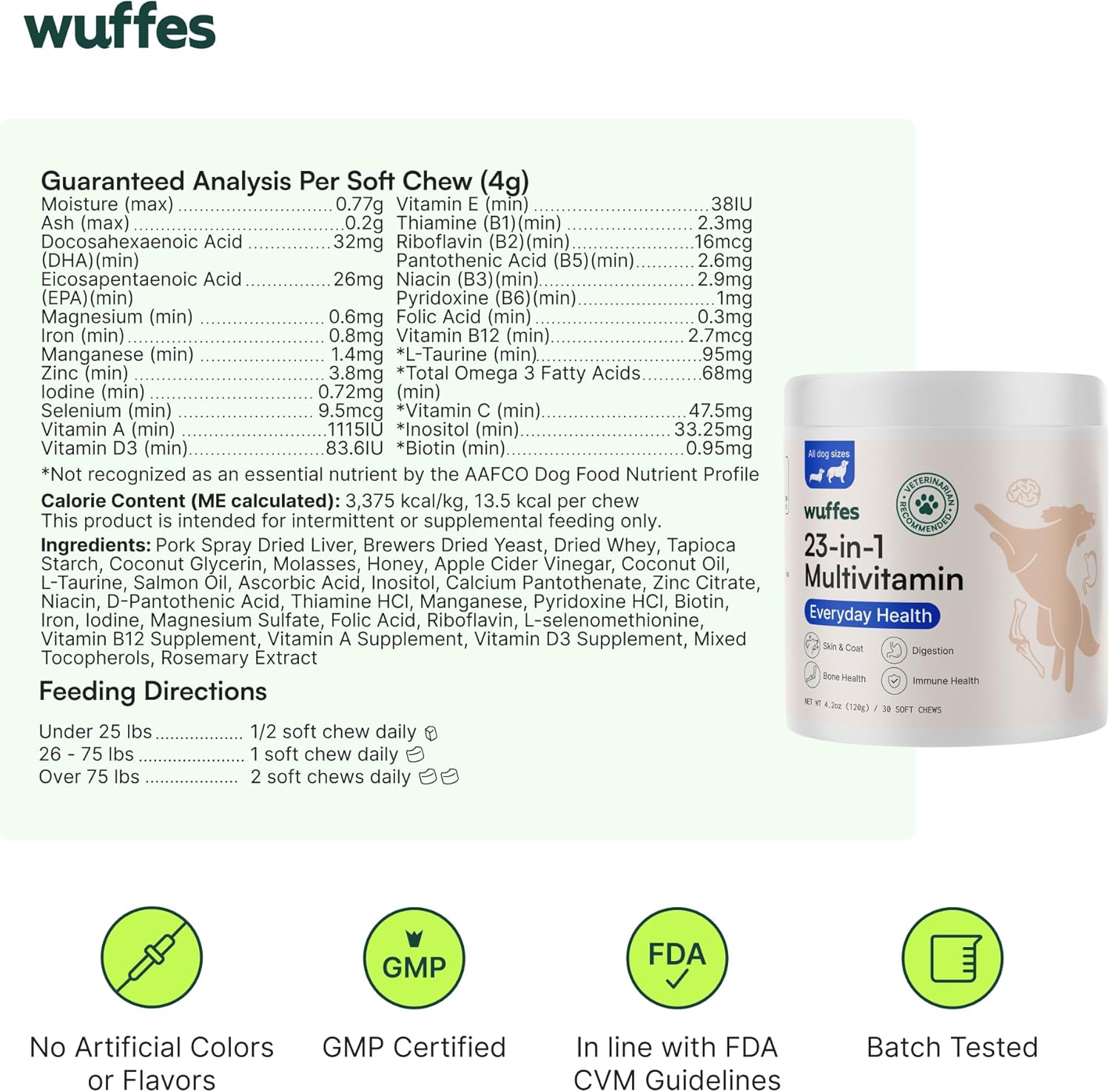 Chewable Dog Multivitamin Bundle for Small & Large Breeds - 2 Pack - 60 Count - Wuffes 23-in-1 Supplements