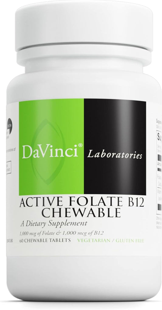 Chewable Folate B12 Tablets for Heart Health, Nerve Support, and Energy - 60 Count