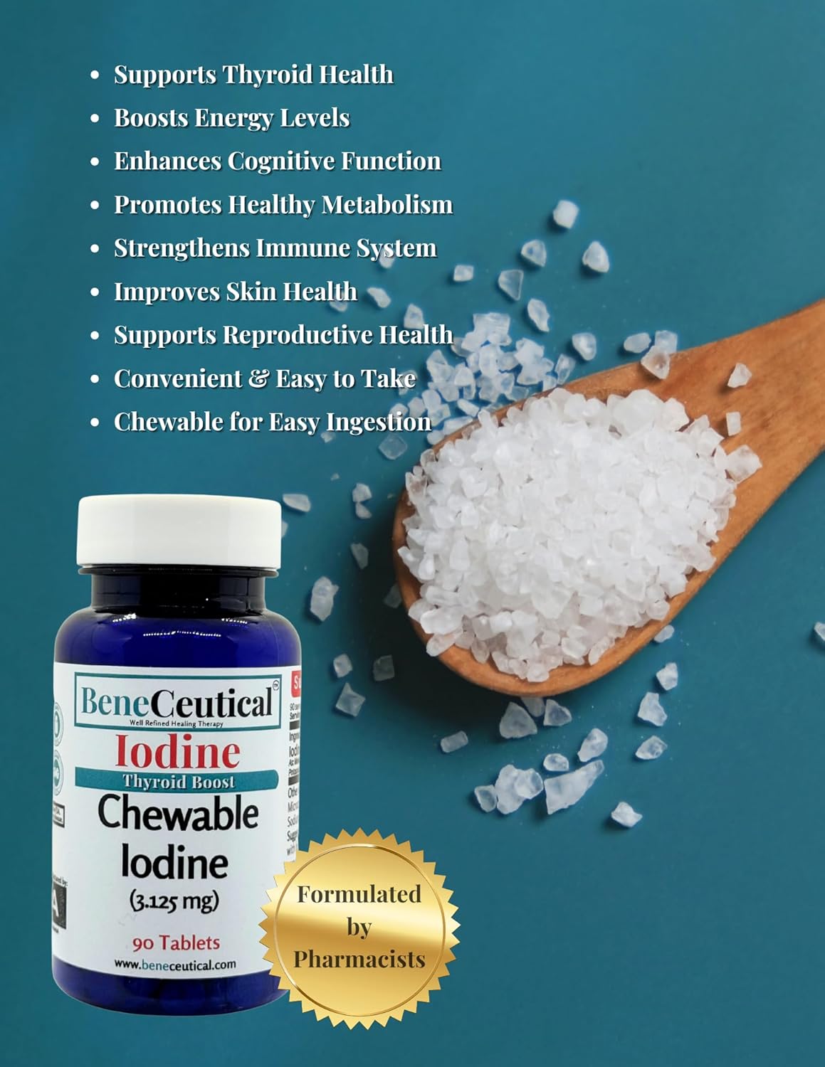 Chewable Iodine Thyroid Boost Supplement - 3.5mg, 90 Count - Beneceutical