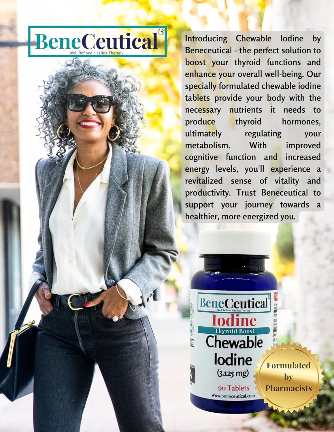 Chewable Iodine Thyroid Boost Supplement - 3.5mg, 90 Count - Beneceutical