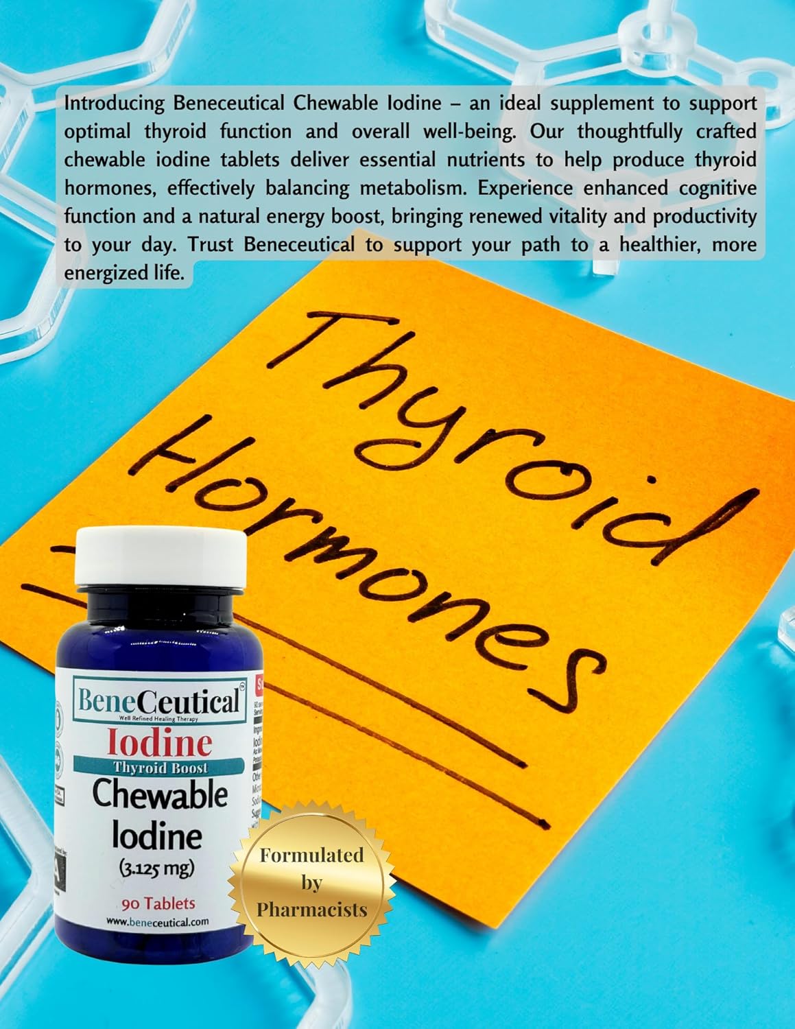 Chewable Iodine Thyroid Boost Supplement - 3.5mg, 90 Count - Beneceutical