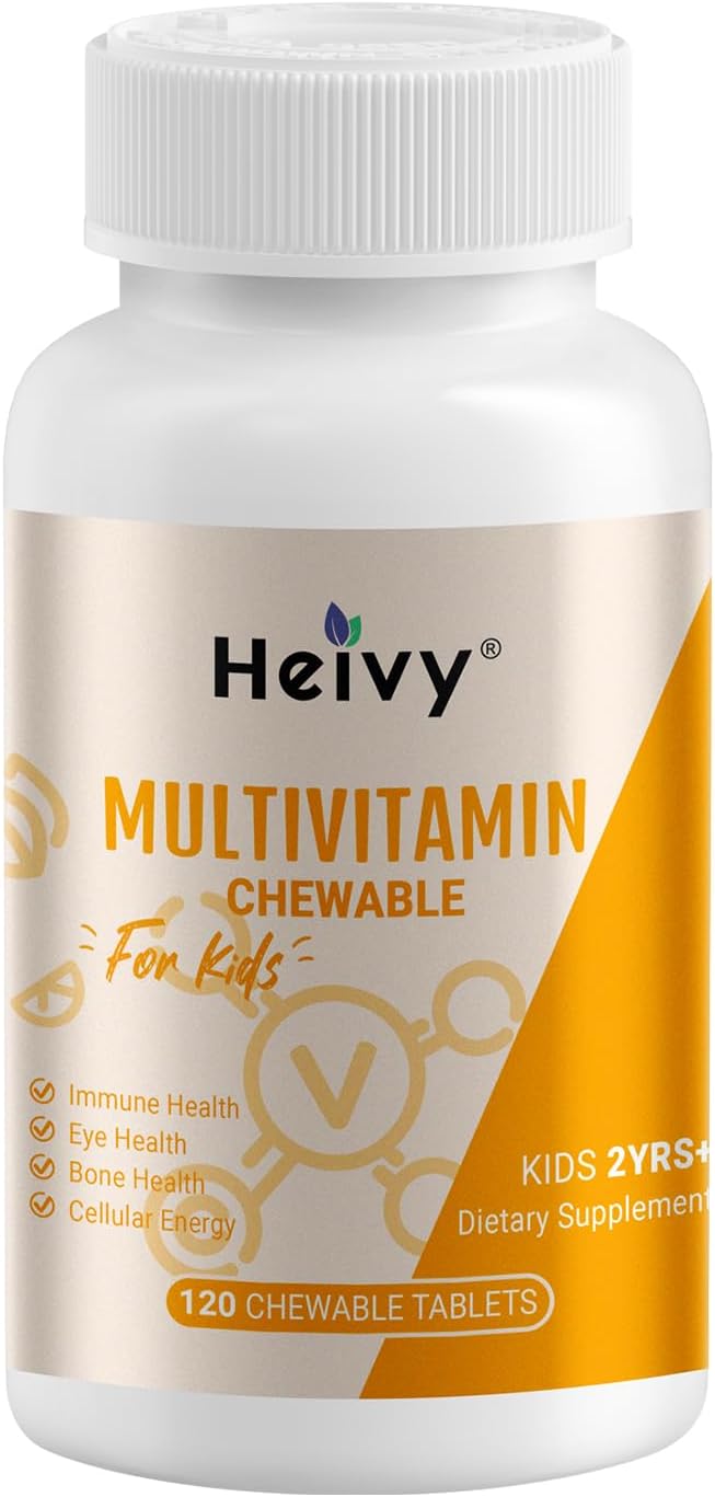Chewable Kids Multivitamin with Vitamin D3, C, B12, B6, A, E & Zinc - 120 Tablets for Immune Support