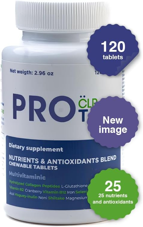 Chewable Multinutrient Supplement with Hydrolyzed Collagen Peptides, Krill Oil, and Vitamins - 120 Tablets