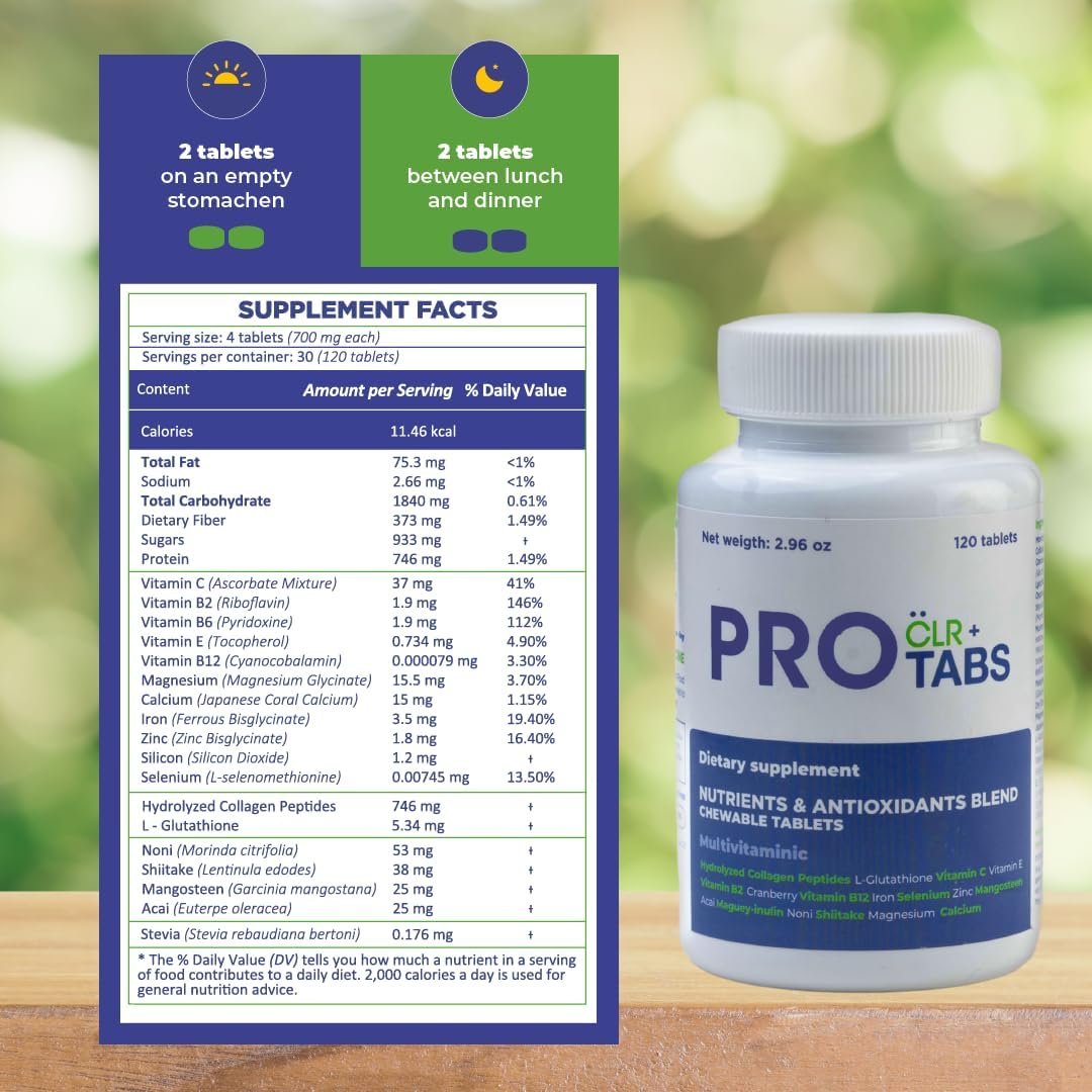 Chewable Multinutrient Supplement with Hydrolyzed Collagen Peptides, Krill Oil, and Vitamins - 120 Tablets