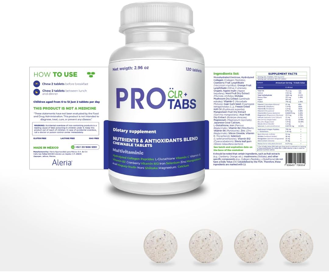 Chewable Multinutrient Supplement with Hydrolyzed Collagen Peptides, Krill Oil, and Vitamins - 120 Tablets