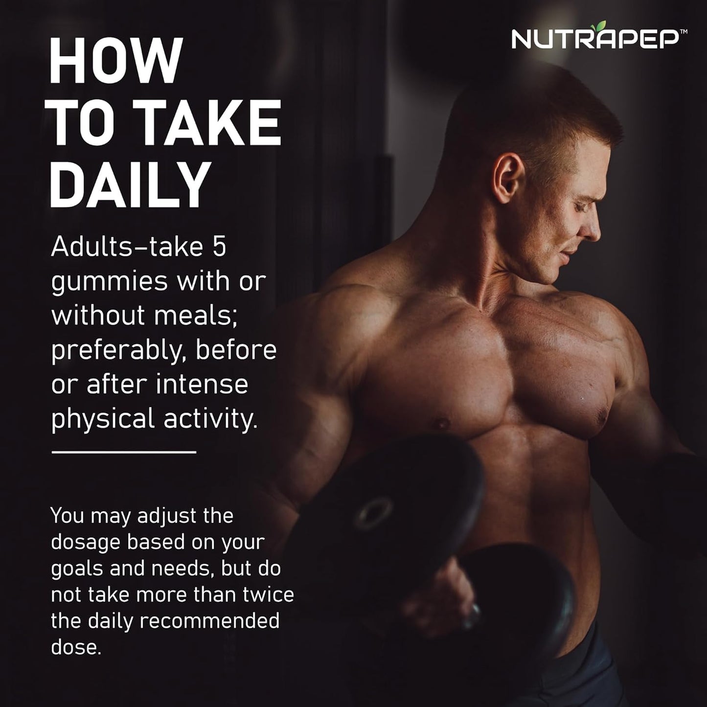 Chewable NutraPep Creatine Gummies with L-Taurine, Betaine Anhydrous, Alpha-GPC, and BCAA 2:1:1 - Gluten-Free and Sugar-Free for Men and Women - 5g Creatine Monohydrate Bite-Sized Supplement