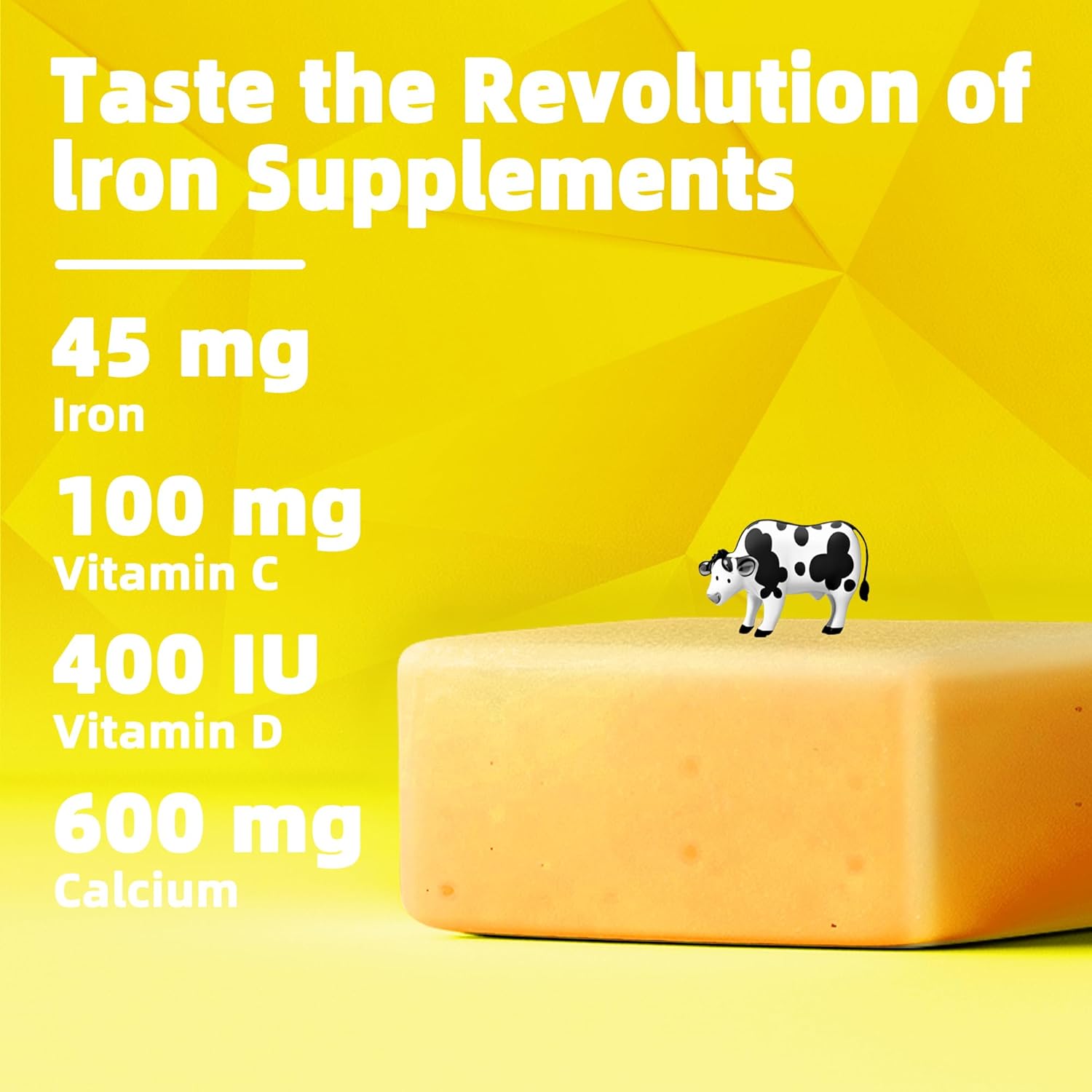 Chewable Pineapple Iron Supplement for Women, Men & Kids - High Absorption Iron with Vitamin C, Ferrous Fumarate, 2 Month Supply