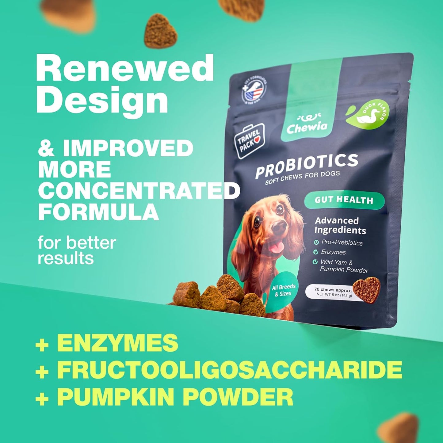 Chewable Probiotic Supplements for Dogs - Boost Gut Health, Immunity, Skin Health - Dog Probiotics with Digestive Enzymes - 180 Chews