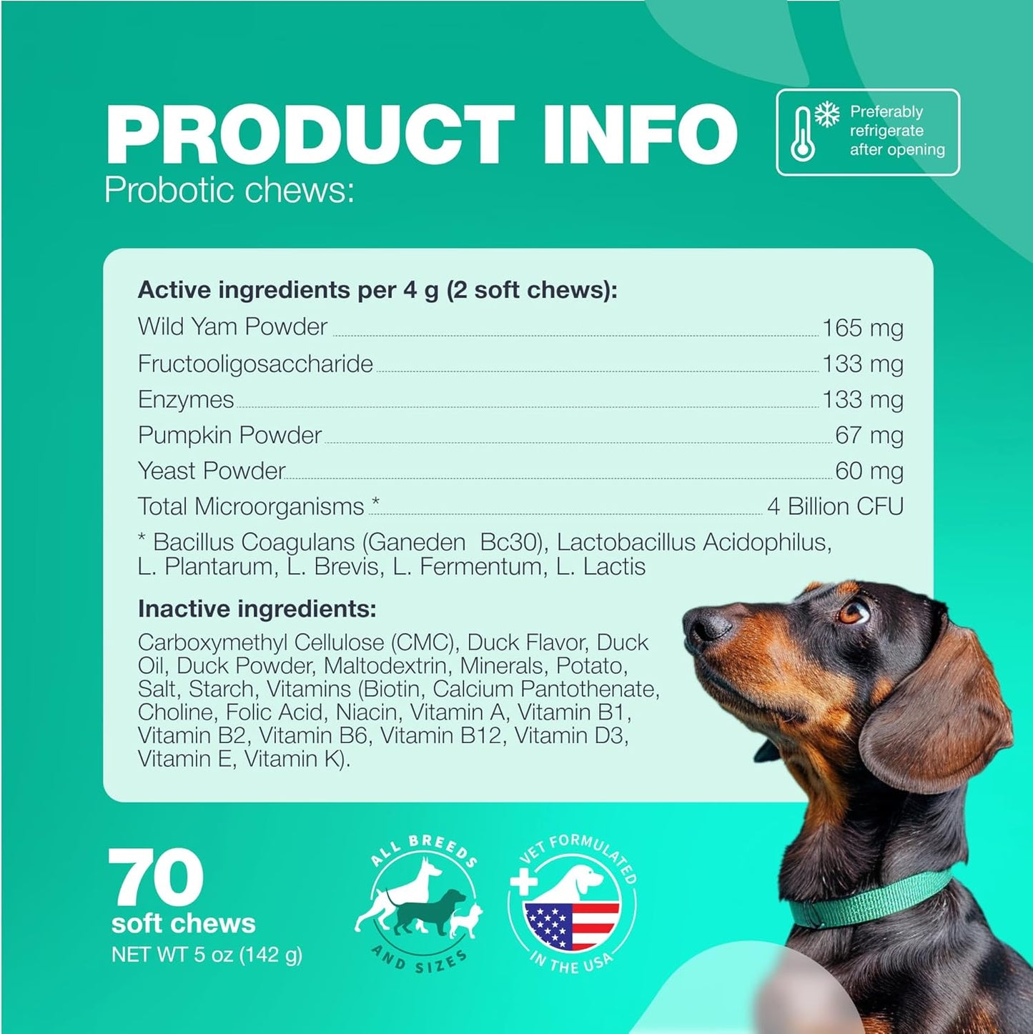 Chewable Probiotic Supplements for Dogs - Boost Gut Health, Immunity, Skin Health - Dog Probiotics with Digestive Enzymes - 180 Chews