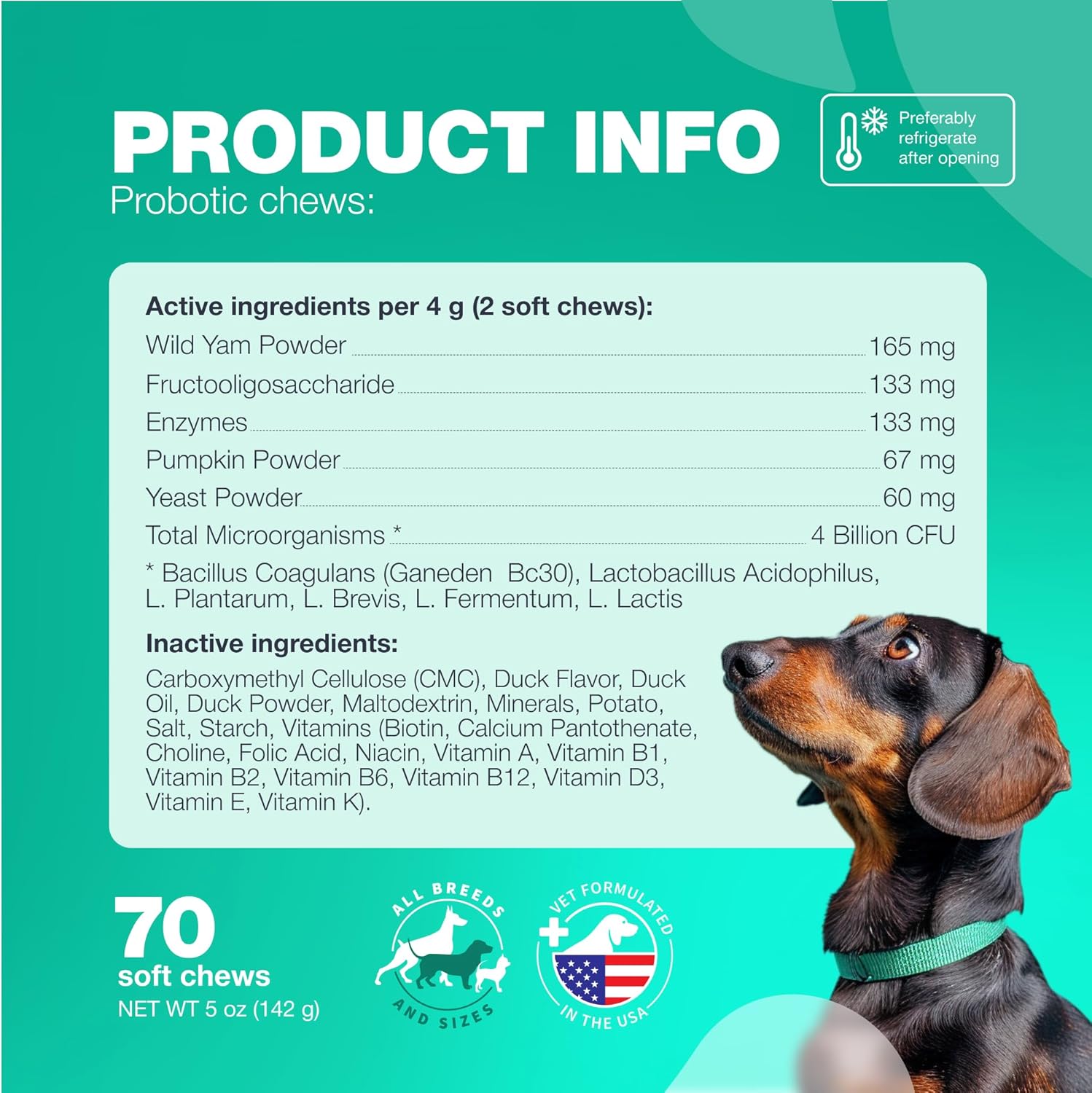 Chewable Probiotic Supplements for Dogs - Boost Gut Health, Immunity, Skin Health - Dog Probiotics with Digestive Enzymes - 180 Chews