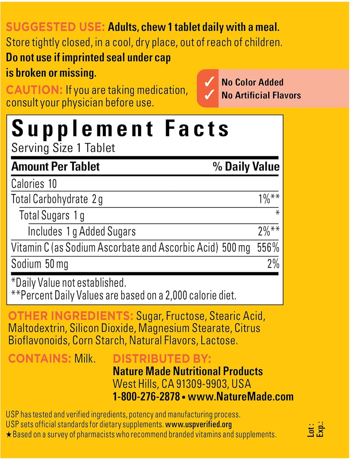 Chewable Vitamin C 500mg Tablets for Immune Support - 150 Day Supply