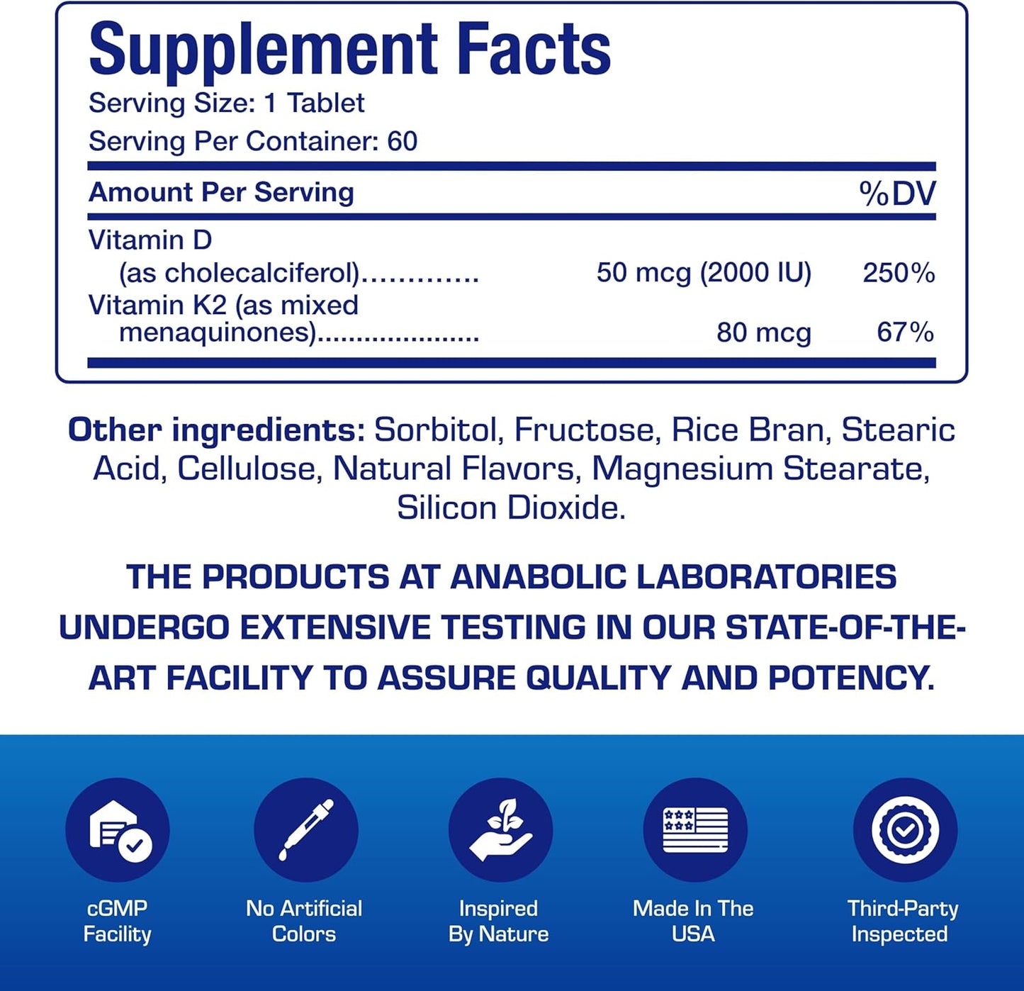 Chewable Vitamin D and K2 Supplement for Bone, Teeth, Mood, and Immune Support - 2000IU D3 K2 with Calcium Absorption - Vegetarian Cinnamon Flavor - 60 Day Supply